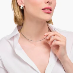 Women THOMAS SABO Necklaces|Necklaces & Chains-Anchor necklace Silver blackened Thickness 2,50 mm (0,10 Inch)