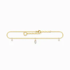 Women THOMAS SABO Anklets|18-Carat Gold-Plating - 925 Silver-Anklet white stone gold