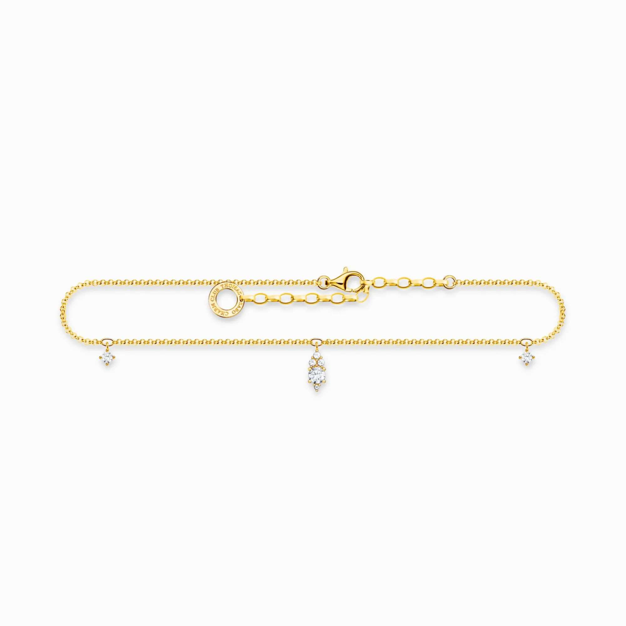 Women THOMAS SABO Anklets|18-Carat Gold-Plating - 925 Silver-Anklet white stone gold