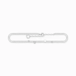 Women THOMAS SABO Anklets-Anklet with hearts and white stones silver