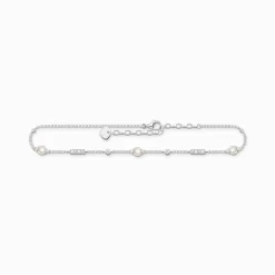Women THOMAS SABO Anklets-Anklet with pearls and white stones silver