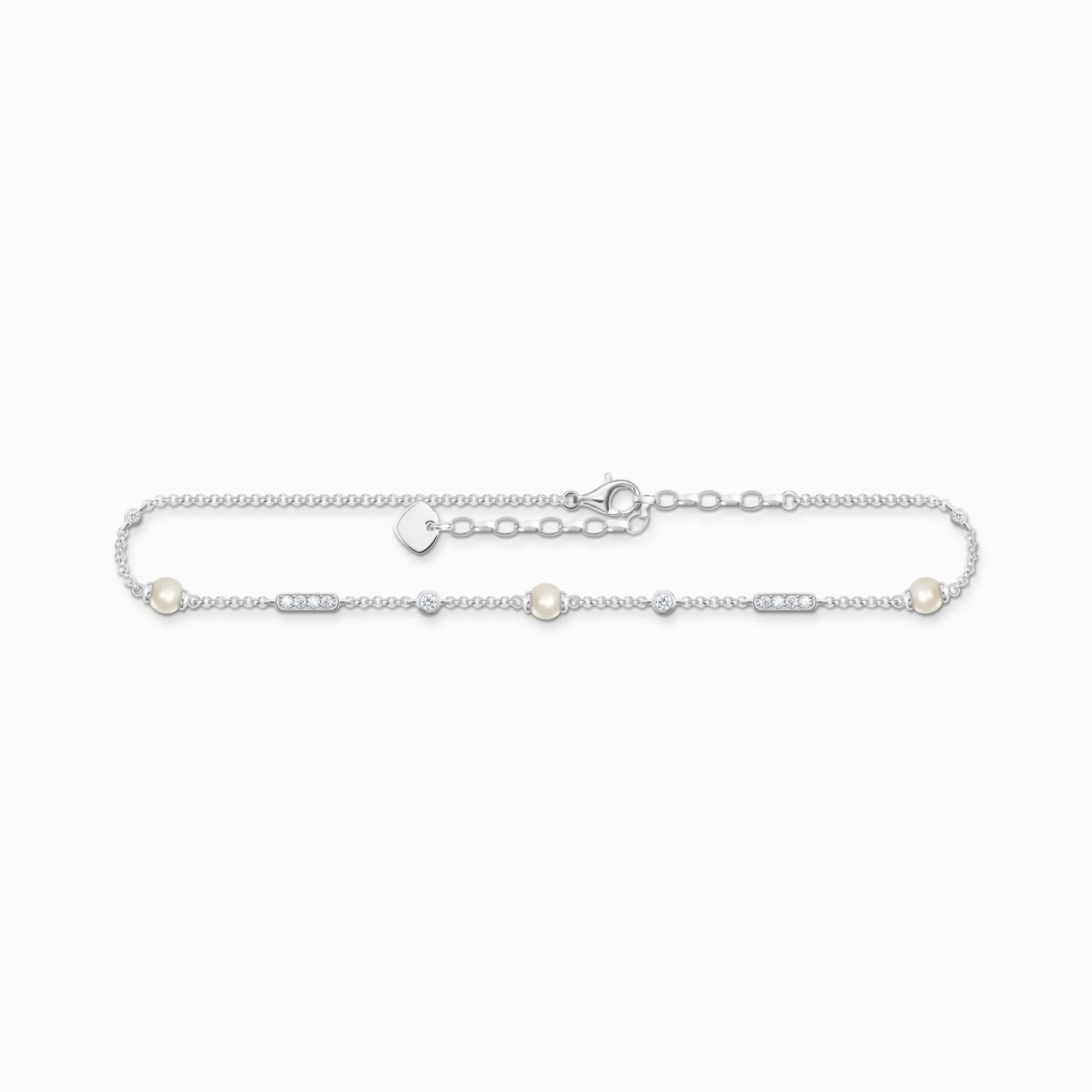 Women THOMAS SABO Anklets-Anklet with pearls and white stones silver