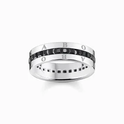 Women THOMAS SABO Rings-Band ring with black stones pavé silver