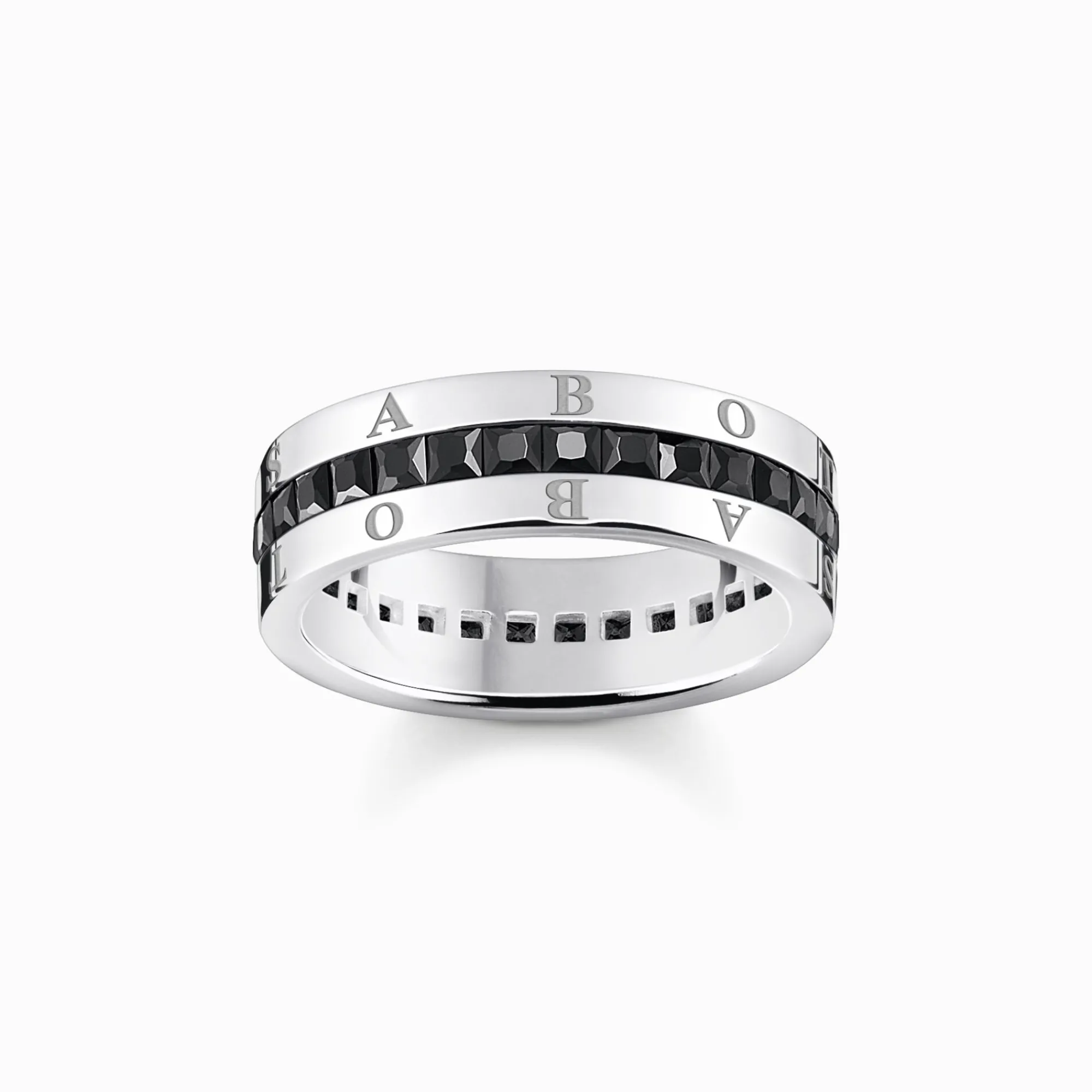 Women THOMAS SABO Rings-Band ring with black stones pavé silver