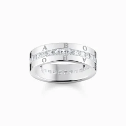 Women THOMAS SABO Rings-Band ring with white stones pavé silver