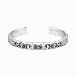 Women THOMAS SABO Bangles|Bangles-Bangle faceted design with black stones silver