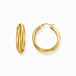 Women THOMAS SABO Hoop Earrings-Big gold-plated hoop earrings intertwined design