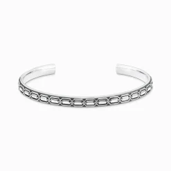 Women THOMAS SABO Bangles|Bangles-Blackened silver bangle narrow crocodile shell