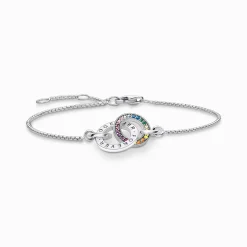 Women THOMAS SABO Bracelets|925 Silver-Blackened silver bracelet Together with two rings and coloured stones