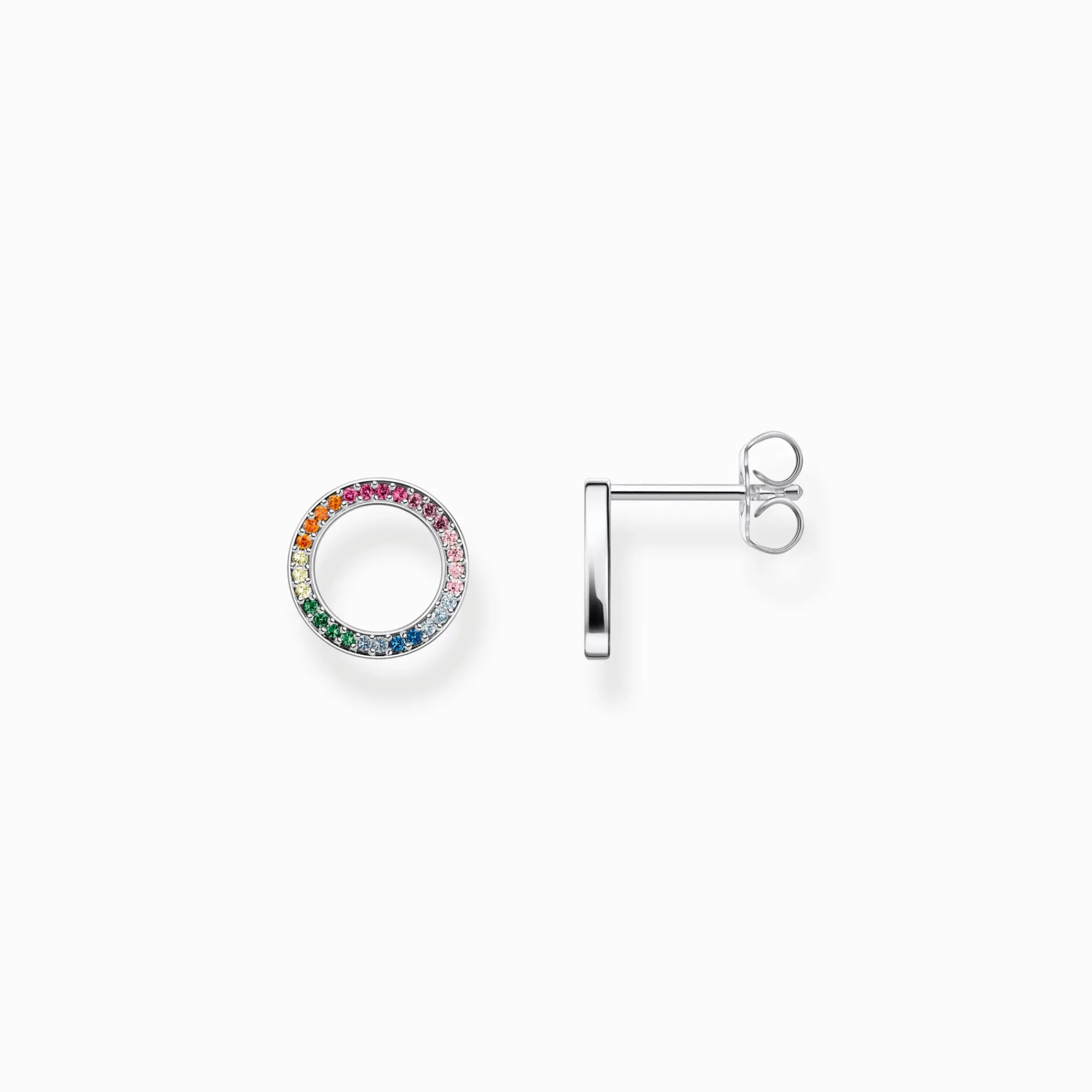 Women THOMAS SABO Ear Studs|925 Silver-Blackened Silver ear studs Together round with coloured stones