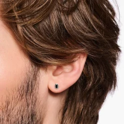 Women THOMAS SABO Ear Studs|Ear Studs & Hoops-Blackened silver ear studs with crocodile eyes and black stones
