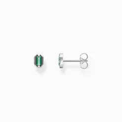 Women THOMAS SABO Ear Studs|Ear Studs & Hoops-Blackened silver ear studs with crocodile eyes and green stones