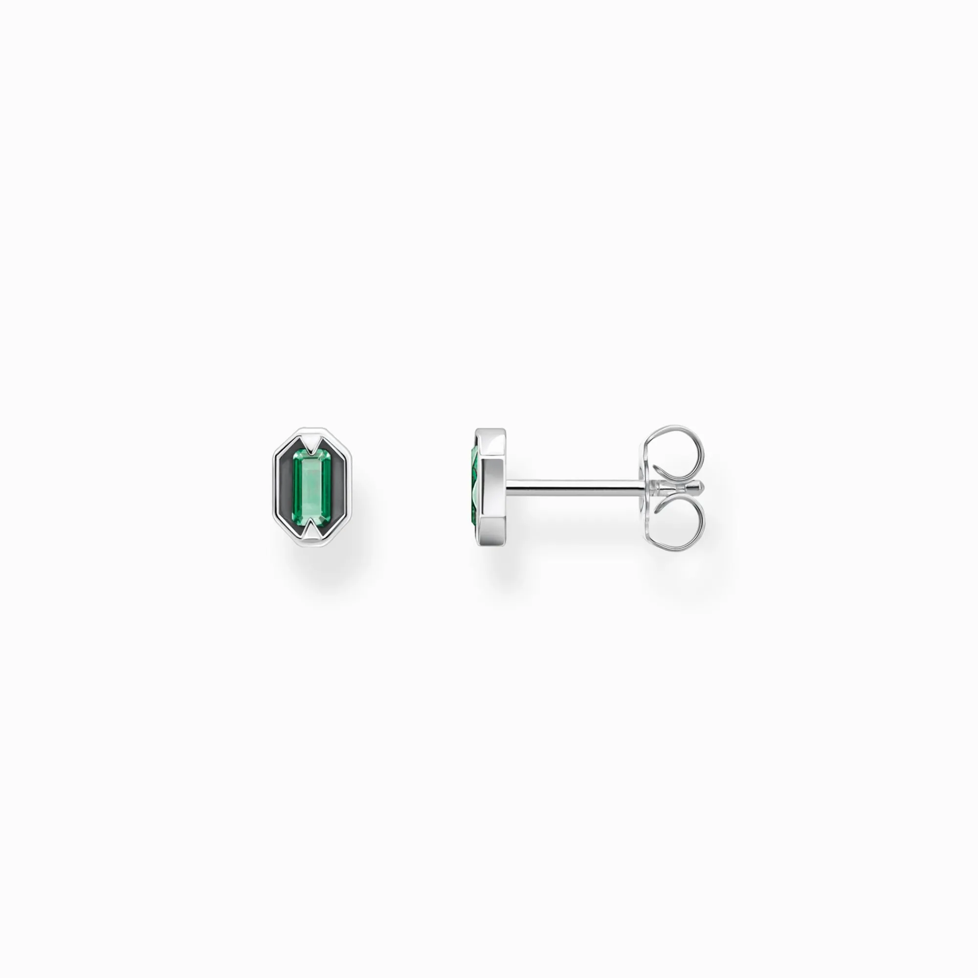 Women THOMAS SABO Ear Studs|Ear Studs & Hoops-Blackened silver ear studs with crocodile eyes and green stones