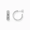 THOMAS SABO Ear Studs & Hoops|925 Silver-Blackened silver hoop ear rings crocodile shell structure