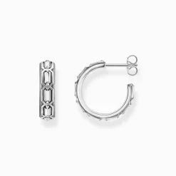 THOMAS SABO Ear Studs & Hoops|925 Silver-Blackened silver hoop ear rings crocodile shell structure