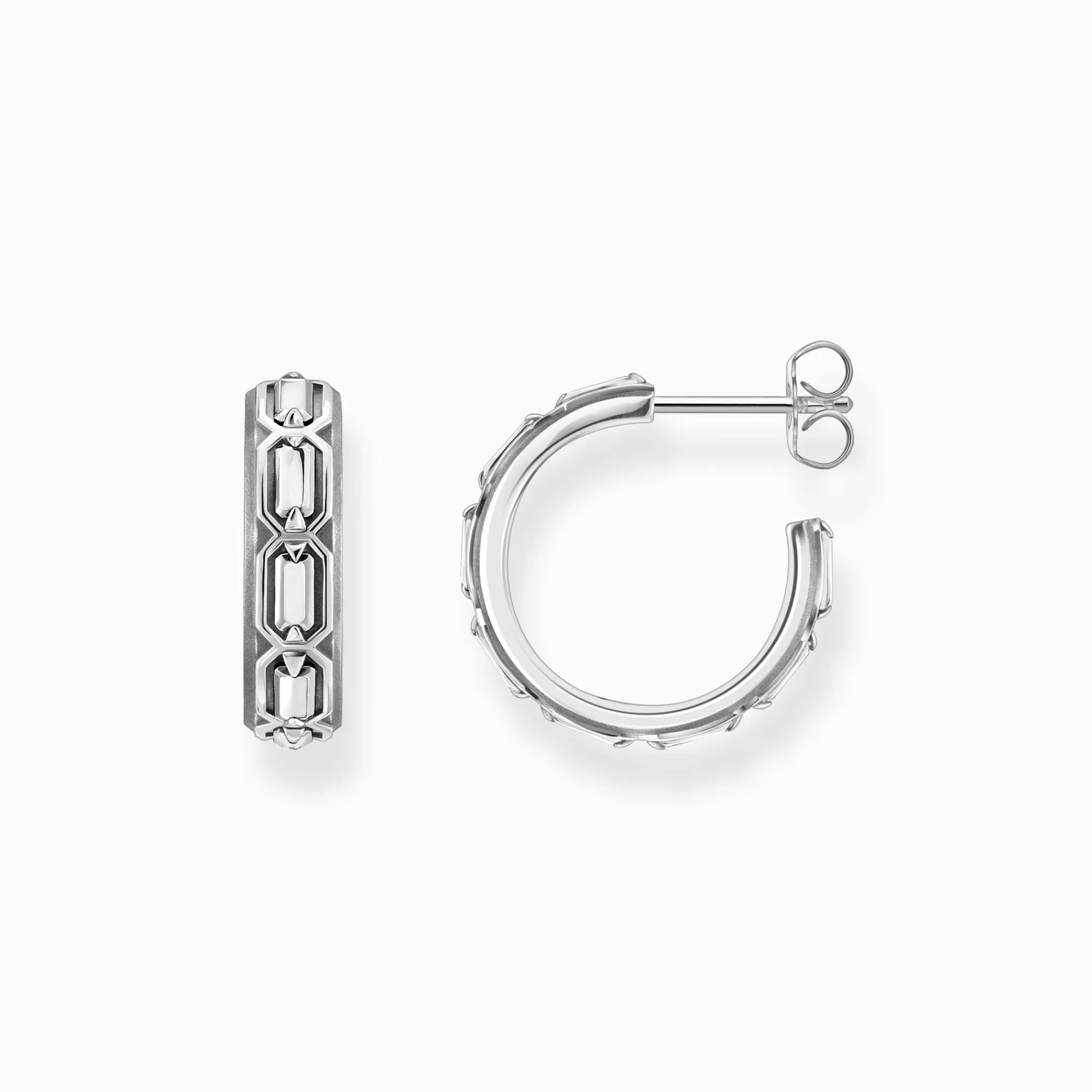THOMAS SABO Ear Studs & Hoops|925 Silver-Blackened silver hoop ear rings crocodile shell structure