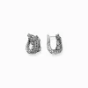 Women THOMAS SABO Hoop Earrings|Ear Studs & Hoops-Blackened silver hoop ear rings crocodile with black and green stones