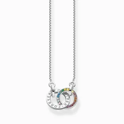 Women THOMAS SABO Necklaces|925 Silver-Blackened silver necklace Together with two rings and coloured stones