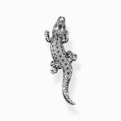 Women THOMAS SABO Pendants|Pendants-Blackened silver pendant crocodile with black and green stones