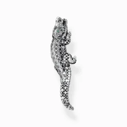 Women THOMAS SABO Pendants|Pendants-Blackened silver pendant crocodile with black and green stones