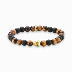 Women THOMAS SABO Bracelets|18-Carat Gold-Plating - 925 Silver-Bracelet brown skull
