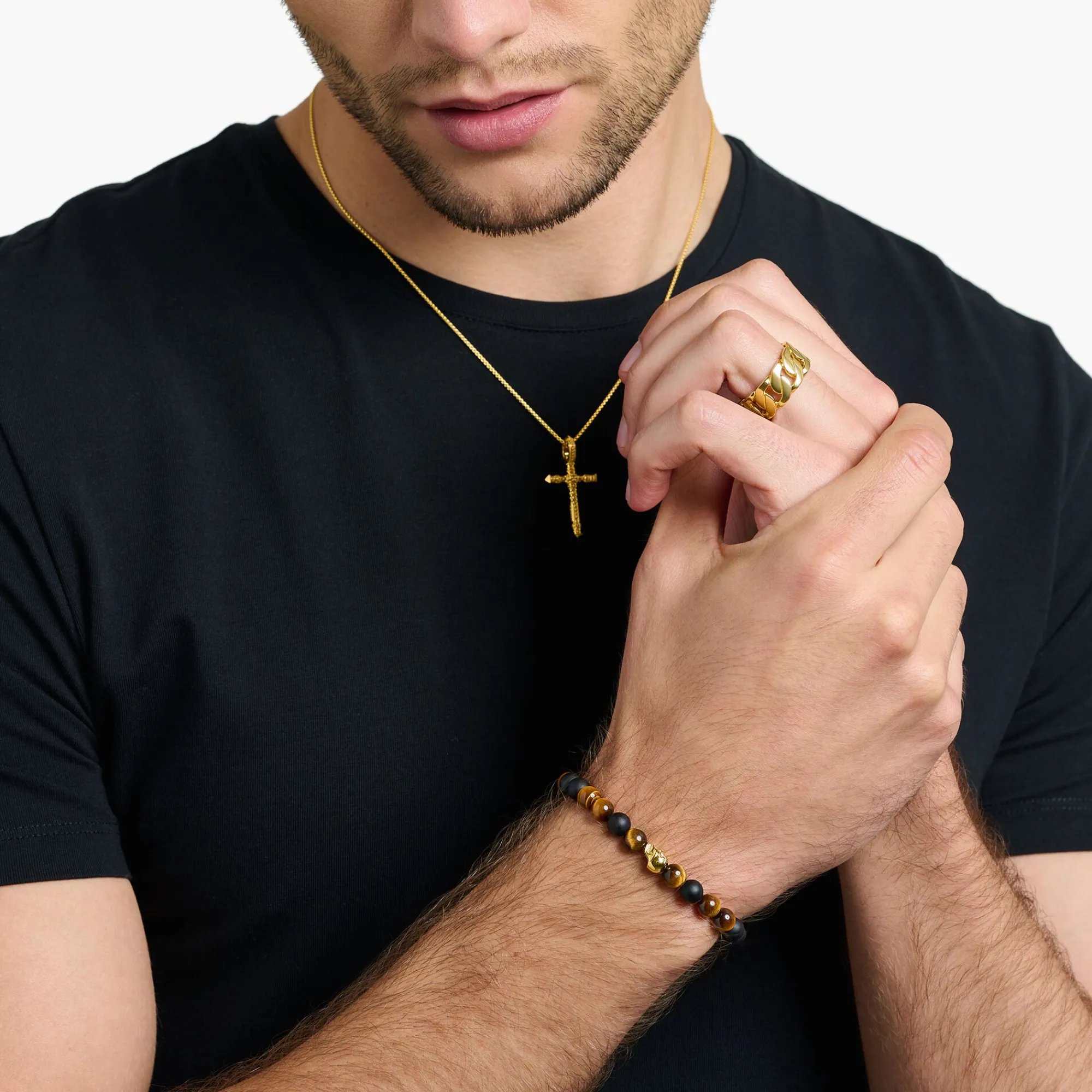 Women THOMAS SABO Bracelets|18-Carat Gold-Plating - 925 Silver-Bracelet brown skull