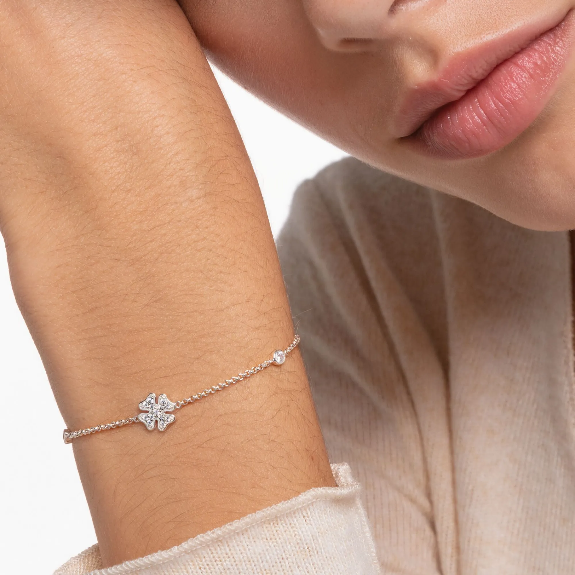 Women THOMAS SABO Bracelets-Bracelet cloverleaf with stones silver