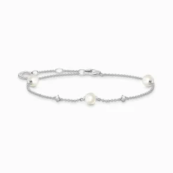 Women THOMAS SABO Bracelets|925 Silver-Bracelet pearls with white stones silver