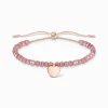Women THOMAS SABO Bracelets|18-Carat Rose Gold Plating - 925 Silver-Bracelet pink pearls heart rose gold