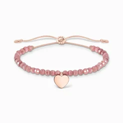 Women THOMAS SABO Bracelets|18-Carat Rose Gold Plating - 925 Silver-Bracelet pink pearls heart rose gold