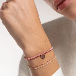 Women THOMAS SABO Bracelets|18-Carat Rose Gold Plating - 925 Silver-Bracelet pink pearls heart rose gold