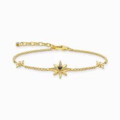 Women THOMAS SABO Bracelets|18-Carat Gold-Plating - 925 Silver-Bracelet Royalty star with stones gold