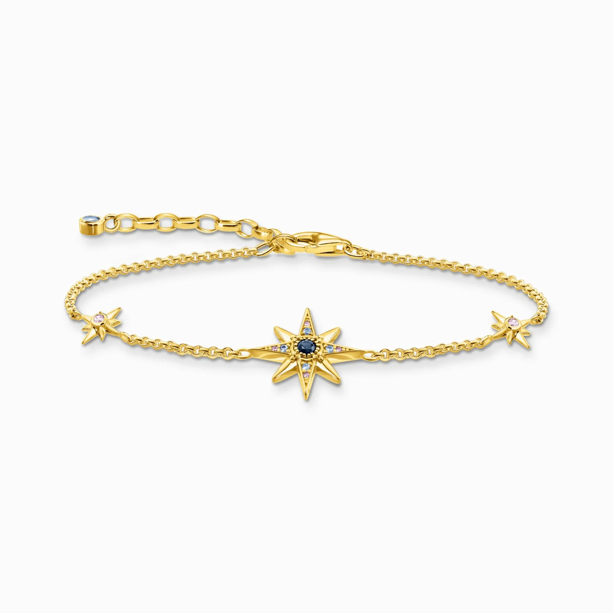 Women THOMAS SABO Bracelets|18-Carat Gold-Plating - 925 Silver-Bracelet Royalty star with stones gold