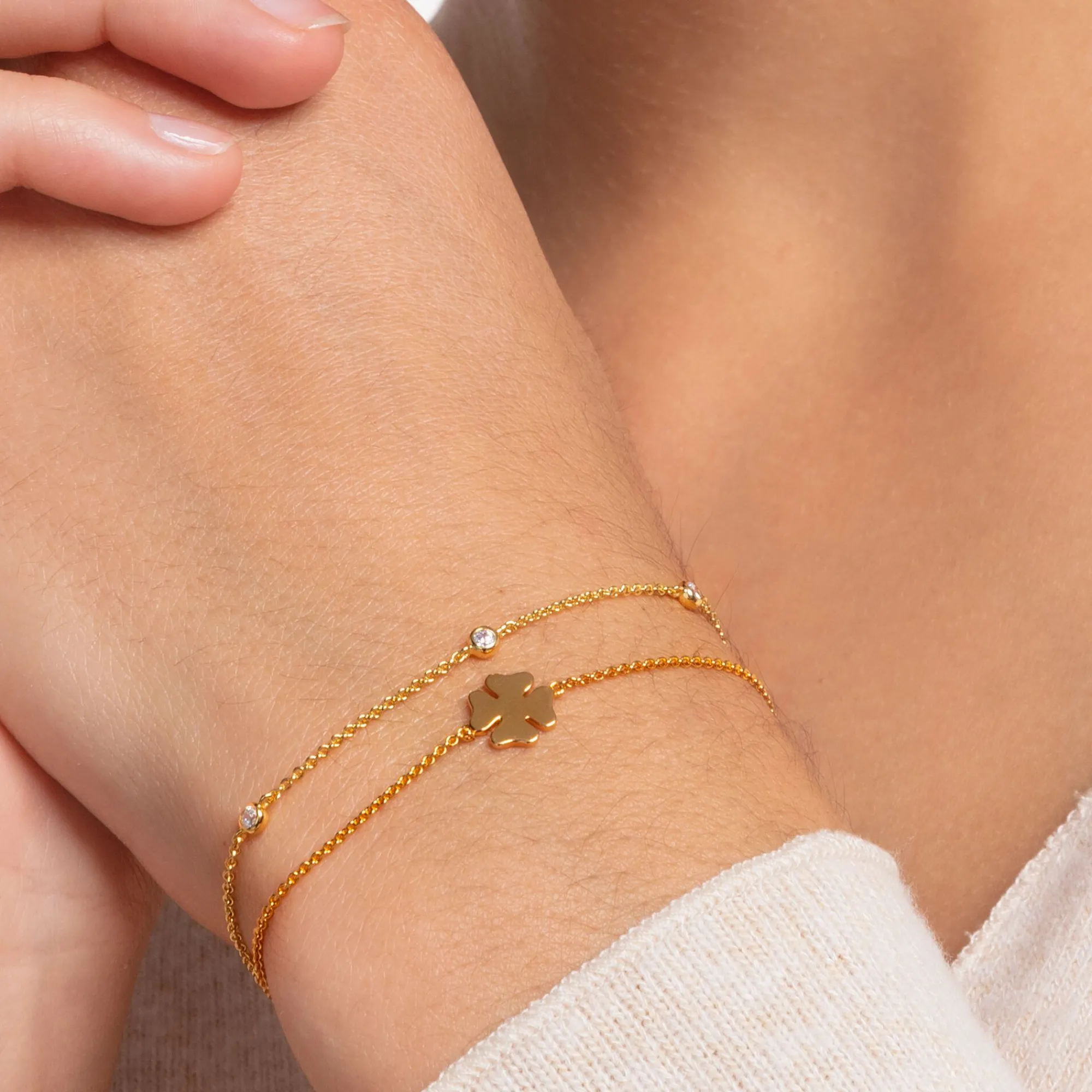 Women THOMAS SABO Bracelets|18-Carat Gold-Plating - 925 Silver-Bracelet white stones gold