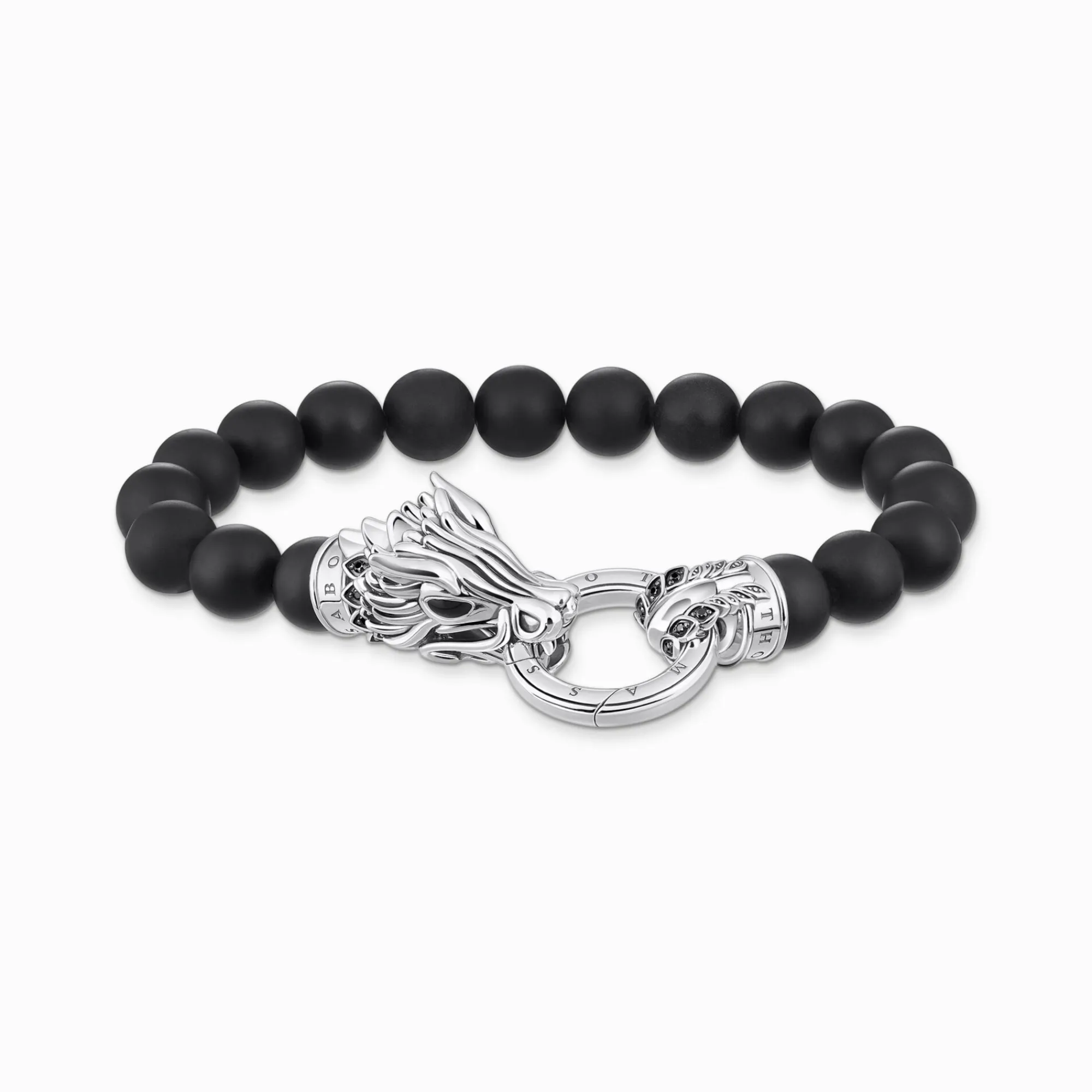 Women THOMAS SABO Bracelets|925 Silver-Bracelet with black obsidian beads and dragon clasp
