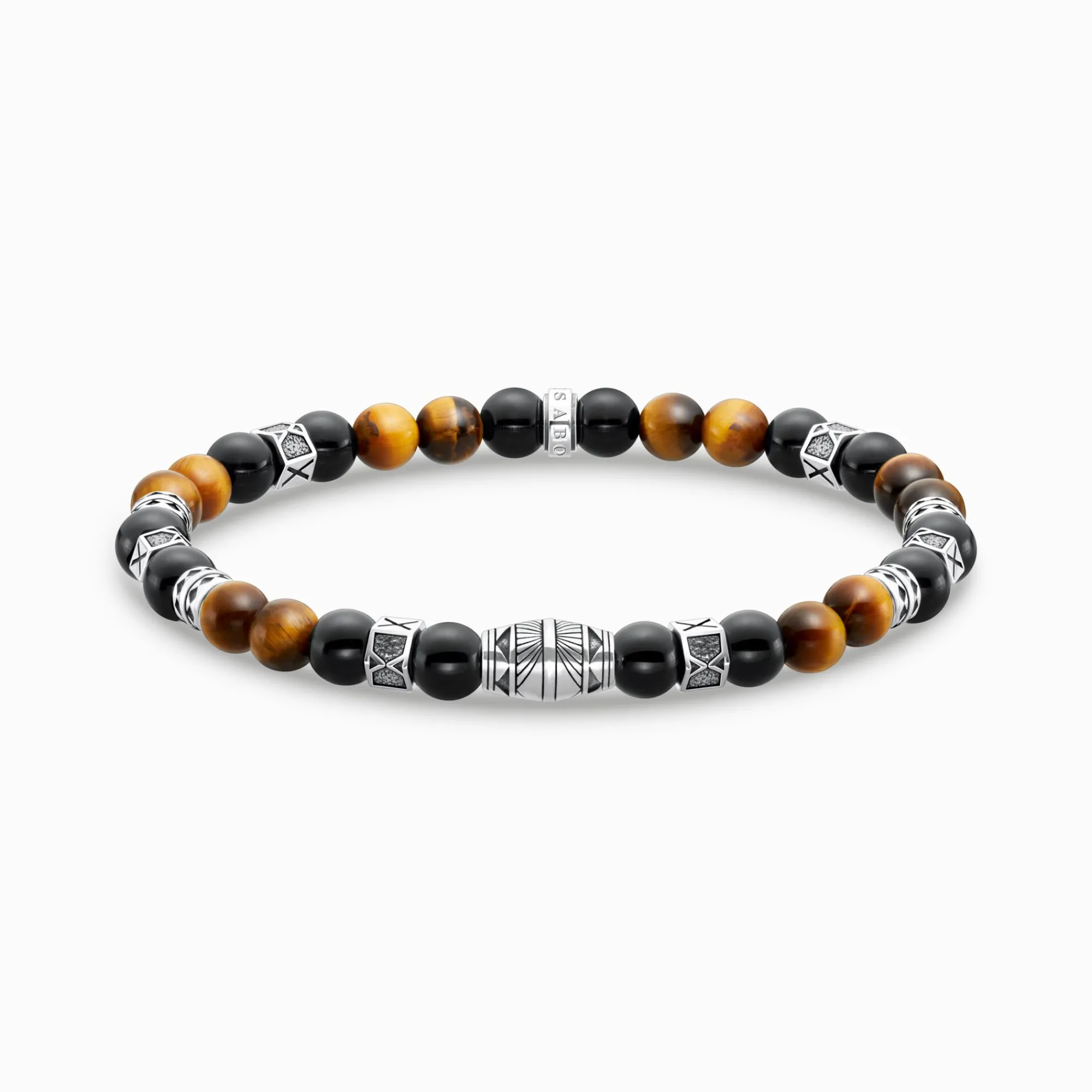 Women THOMAS SABO Bracelets|Bracelets-Bracelet with black onyx beads and tiger's eye beads silver