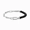 Women THOMAS SABO Bracelets|Bracelets-Bracelet with black onyx beads and chain links silver