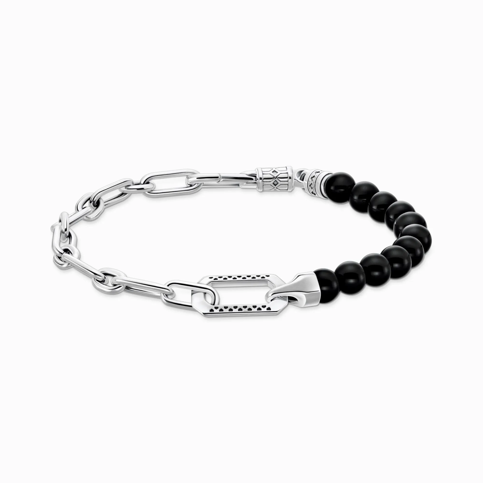 Women THOMAS SABO Bracelets|Bracelets-Bracelet with black onyx beads and chain links silver