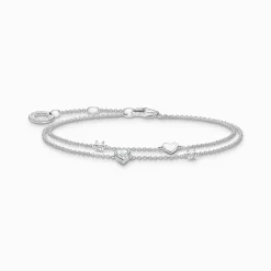 Women THOMAS SABO Bracelets|925 Silver-Bracelet with hearts and white stones silver