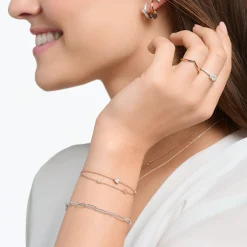 Women THOMAS SABO Bracelets|18-Carat Rose Gold Plating - 925 Silver-Bracelet with hearts and white stones rose gold