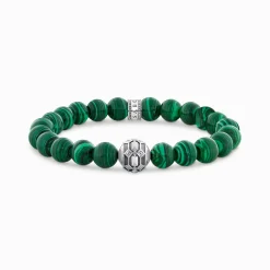 Women THOMAS SABO Bracelets|Bracelets-Bracelet with imitation malachite and Red Tiger's Eye Beads