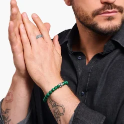 Women THOMAS SABO Bracelets|Bracelets-Bracelet with imitation malachite and Red Tiger's Eye Beads