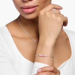 Women THOMAS SABO Bracelets-Bracelet with pink and white stones silver