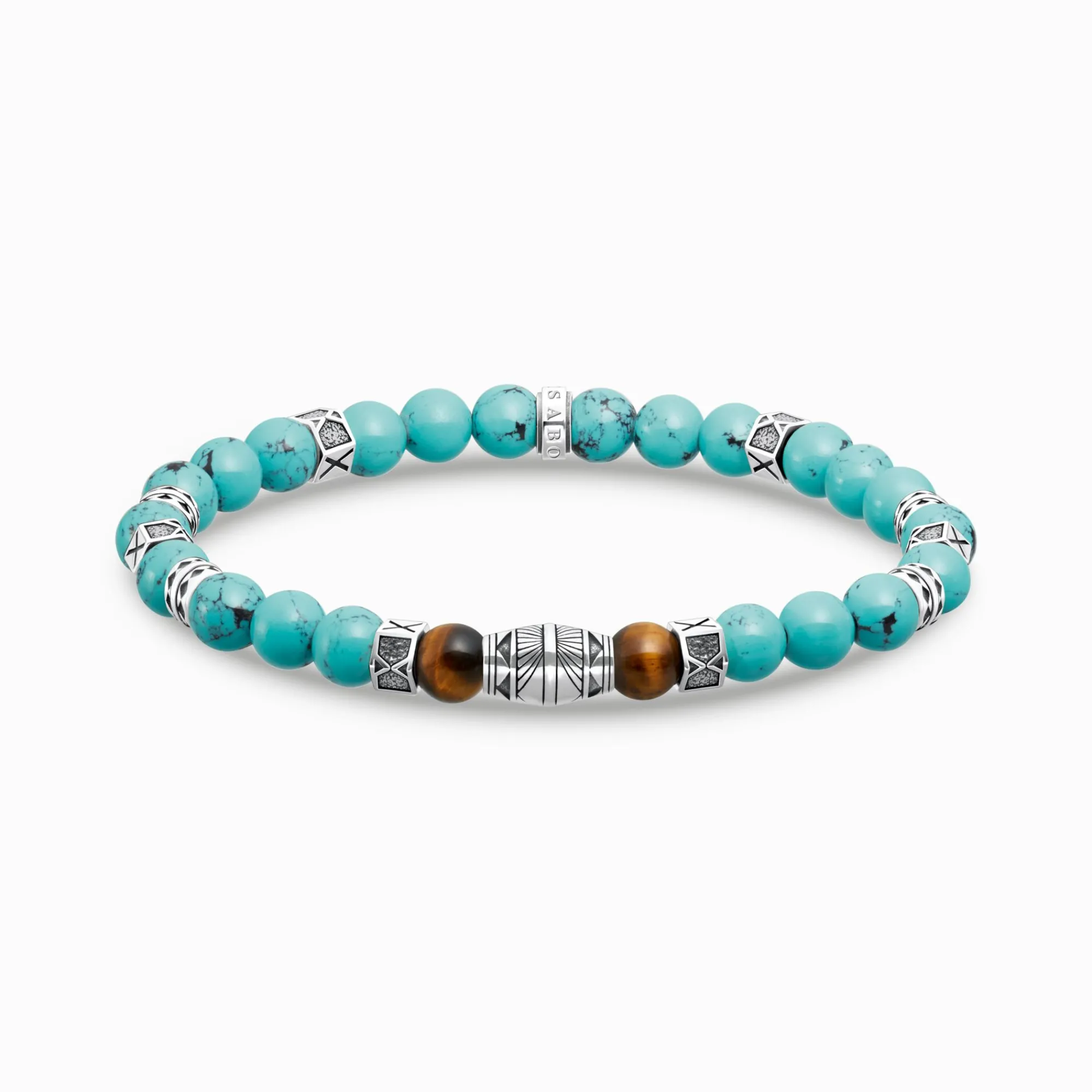 Women THOMAS SABO Bracelets|Bracelets-Bracelet with turquoise beads and tiger's eye beads silver