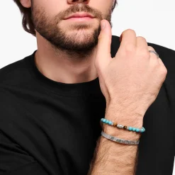 Women THOMAS SABO Bracelets|Bracelets-Bracelet with turquoise beads and tiger's eye beads silver