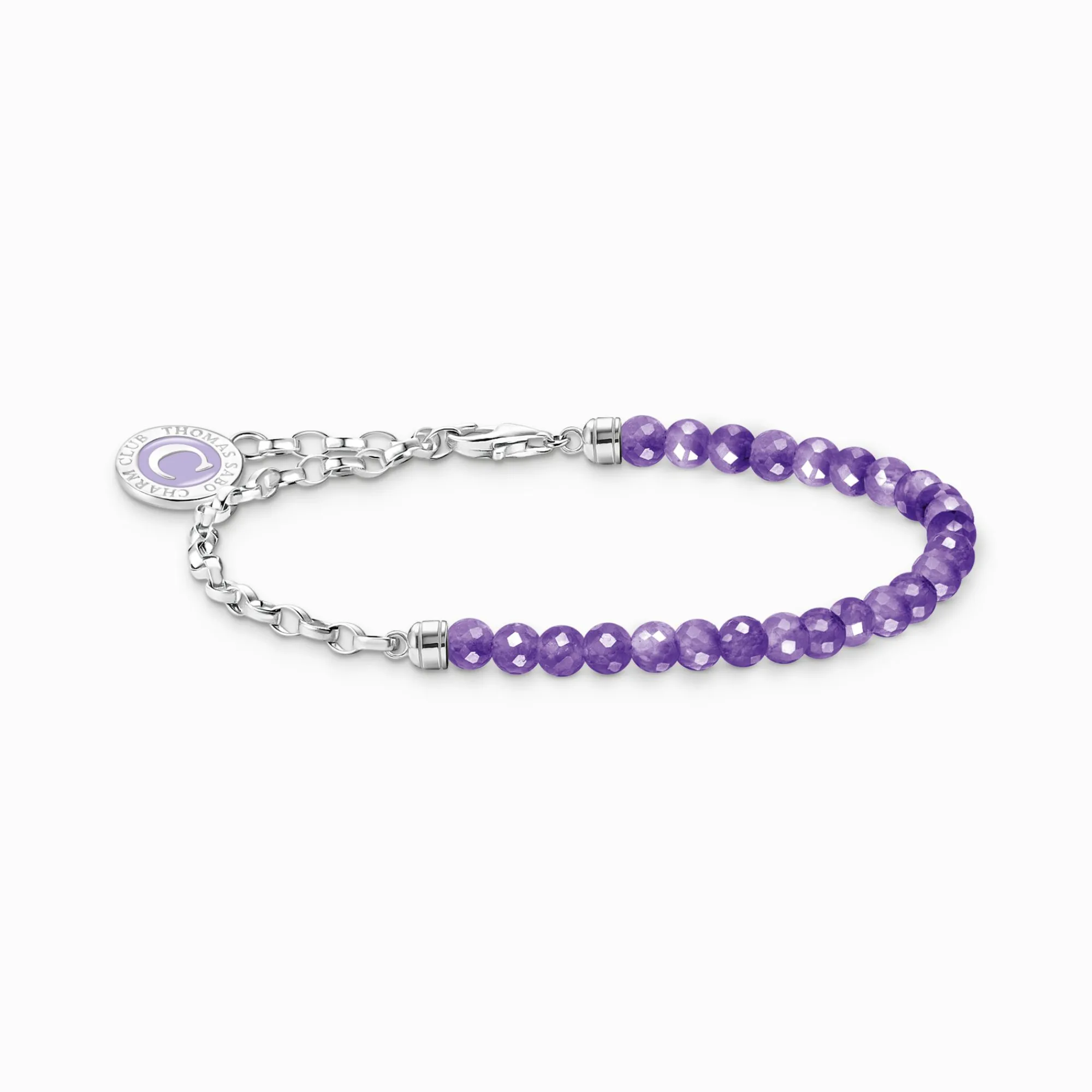 Women THOMAS SABO Charm Bracelets|Charm Bracelets-Charm bracelet with violet imitation amethyst beads silver