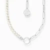 Women THOMAS SABO Charm Necklaces|Charm Necklaces-Charm necklace with white pearls and Coin silver