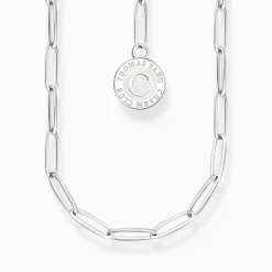 Women THOMAS SABO Charm Necklaces|Charm Necklaces-Charm necklace with white disc silver