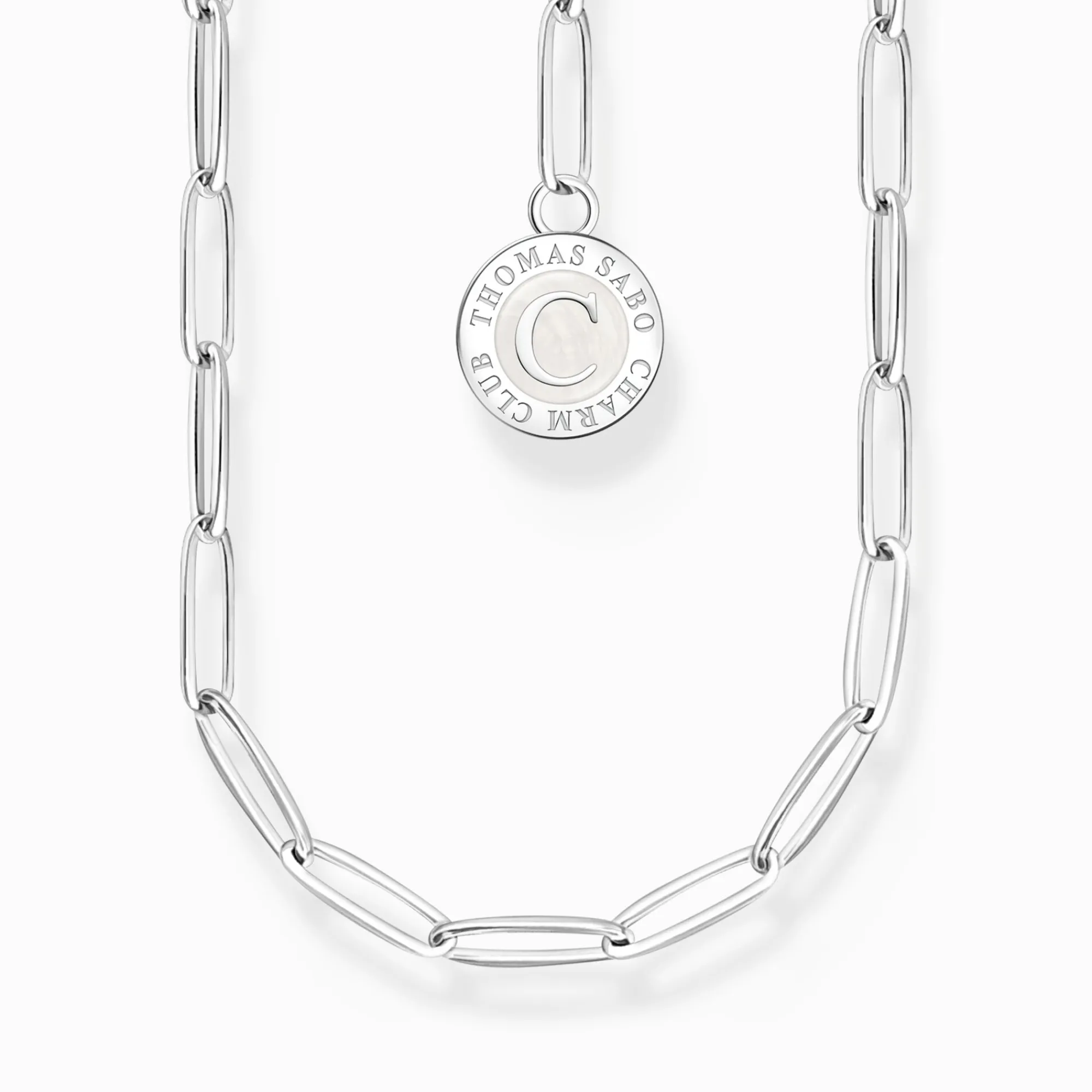 Women THOMAS SABO Charm Necklaces|Charm Necklaces-Charm necklace with white disc silver