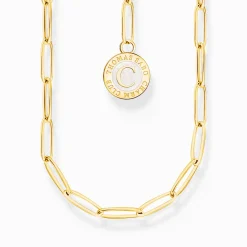Women THOMAS SABO Charm Necklaces|Charm Necklaces-Charm necklace with white disc gold plated